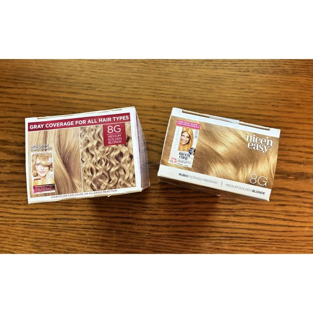 Lot 1 Loreal & 1 Nice'N Easy Hair Color 8G Medium Golden Blonde New in Pkg